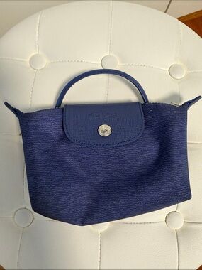 Longchamp Navy Small Top-Handle Cosmetic Pouch
